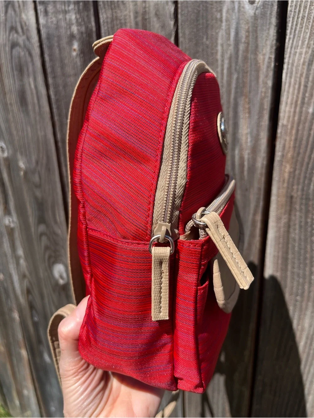 Multisac small orange canvas backpack purse